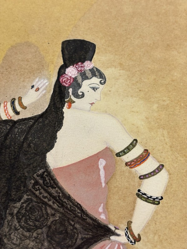 Helen Dryden Attributed Original Watercolor/gouache Early 20th Century gallery