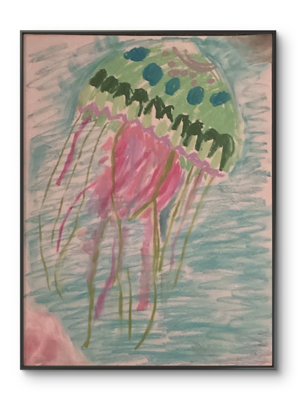 Jelly Fish Pop Art Pastel Colorful Ocean Water Anim Impressionism 11 by 14 Paper