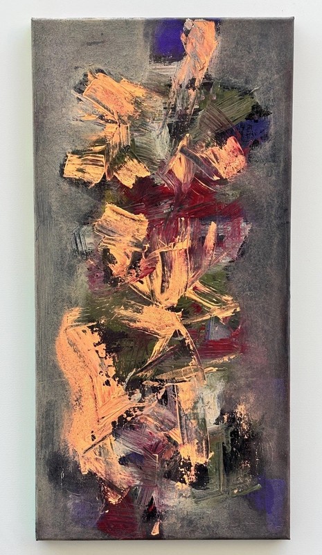 MID CENTURY MODERN STYLE ACRYLIC ABSTRACT . SIGNED ORIGINAL PAINTING: