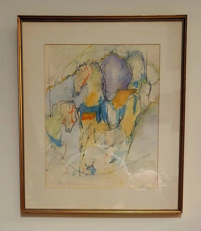 Art Work Signed By May Page Watercolor Painting Of Horses 🖌️🎨