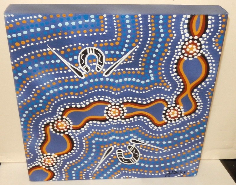 JEANNIE JACKY «DUNGHUTTI TRIBE» NEW SOUTH WALES ORIGINAL OIL ON CANVAS PAINTING