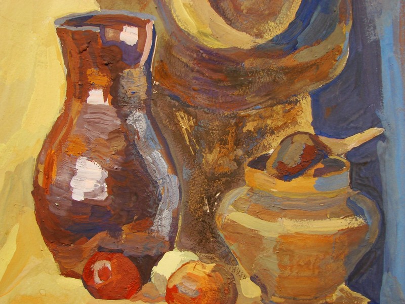 Ukrainian Soviet USSR Painting postimpressionism Still Life ceramic jug hat gallery