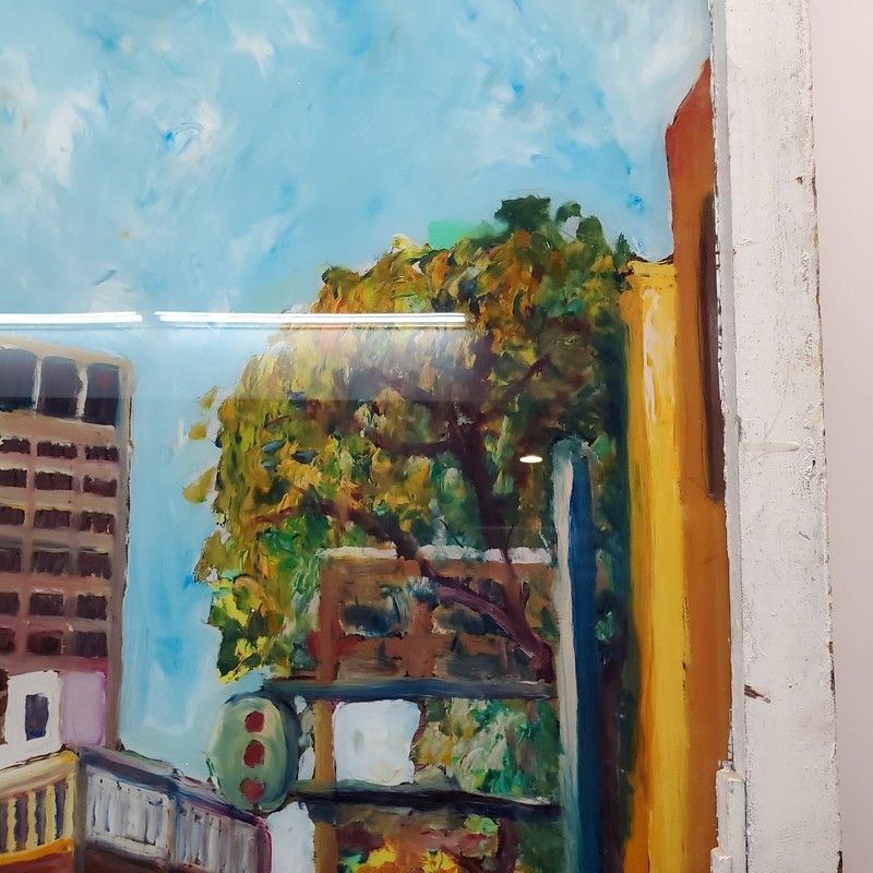 Chris Duke San Francisco Market St Reverse-Painted Window Original 60x36 30lb gallery