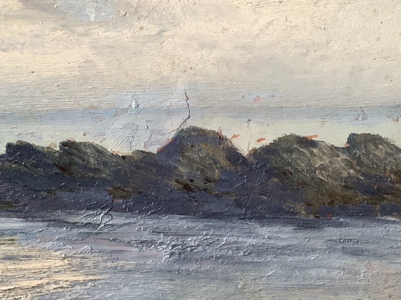 ANTIQUE FRENCH IMPRESSIONIST OIL PAINTING - MAURICE PROUST - THE ROCKY BEACH gallery