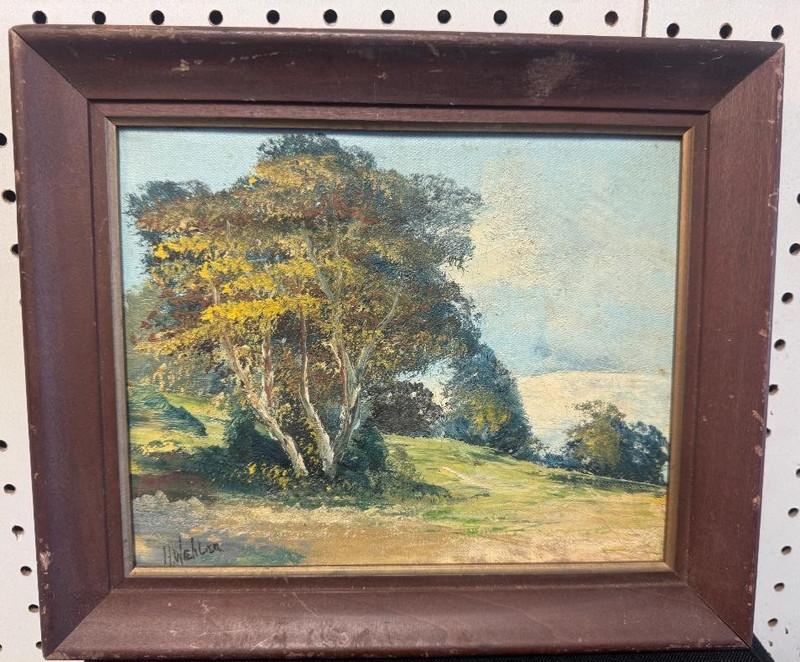 H. WEHLER VINTAGE ORIGINAL OIL ON CANVAS LANDSCAPE PAINTING