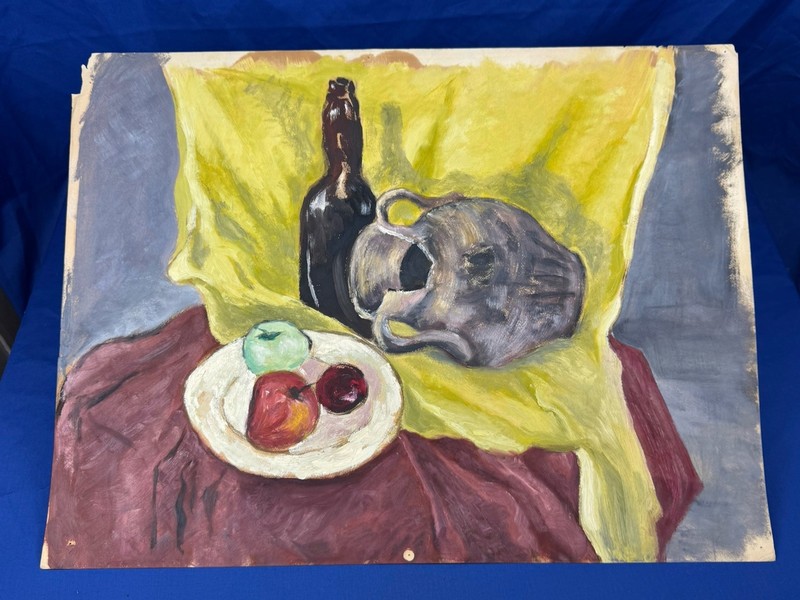 C.1950 STILL LIFE Painting, Oil on Paper 24″ x 18″ Impressionism