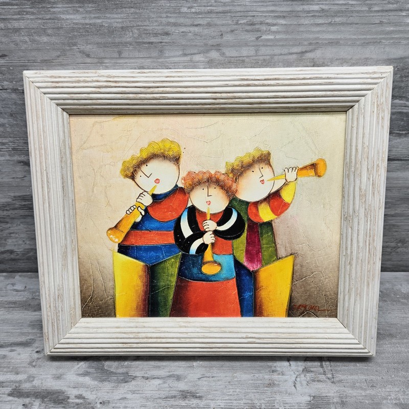 Joyce Roybal Signed Painting Oil On Canvas Musicians 12”x10 1/2” Overall