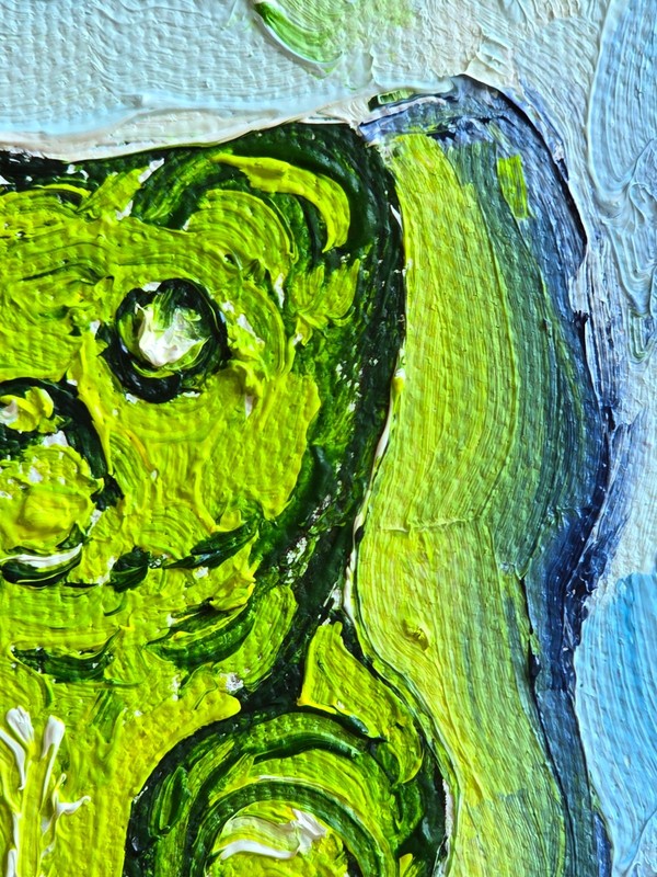 Gummy Bear Green Oil Painting 10x15 cm Pastose Technique Painting on Canvas Fabric gallery