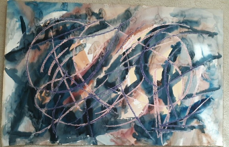 VINTAGE ABSTRACT EXPRESSIONIST WATERCOLOR MID CENTURY JACOB SEMIATIN WOODSTOCK