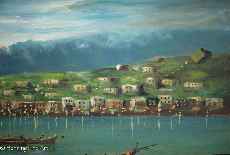 Beautiful Mid Century Impressionist Oil Painting Mediterranean Coastal Landscape gallery