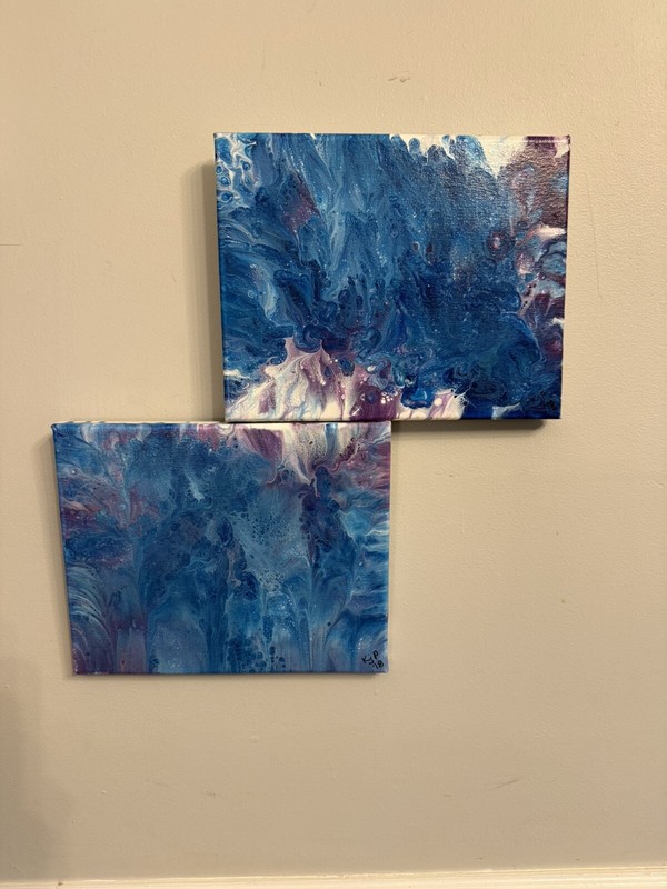 Original Abstract Art Acrylic Fluid Pour Flow Painting On Canvas Wall Decor
