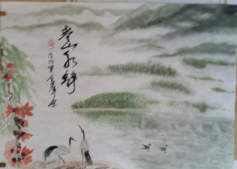 Staying Water In Moutains Chinese watercolor painting art BY artist Hamish Huang