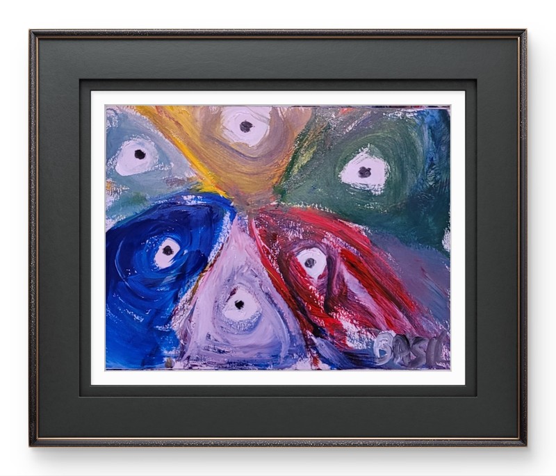 Fish Of Color Abstract Expressionist Original Painting 9x12 Paper gallery