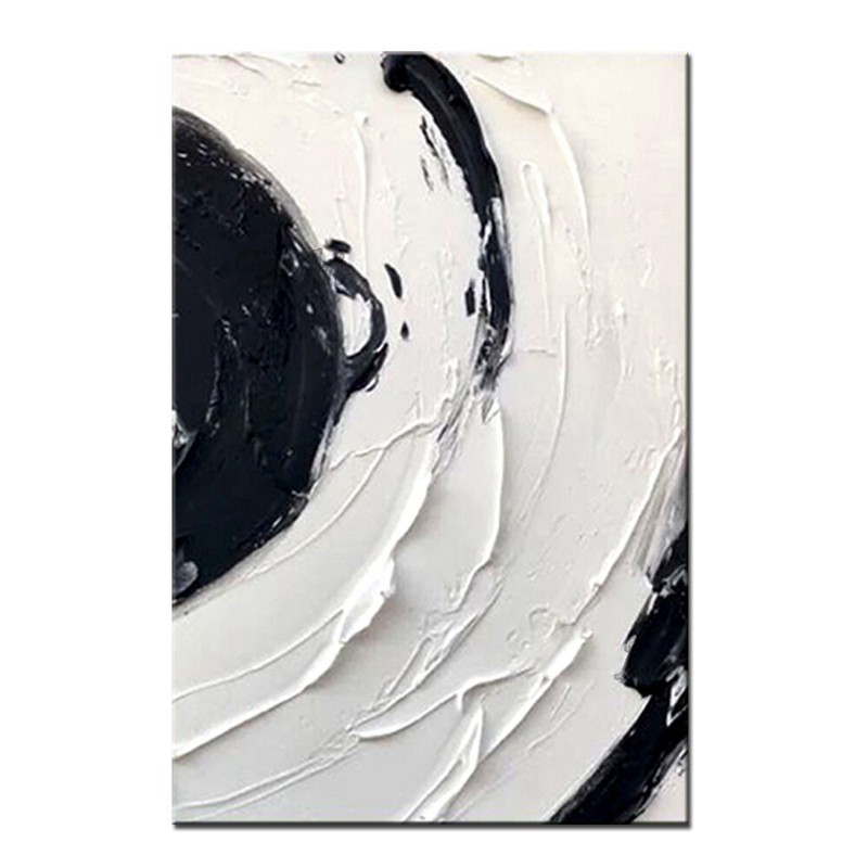 Hand Painted Abstract 3D Thick Oil Paintings Black And White Canvas Art Painting gallery