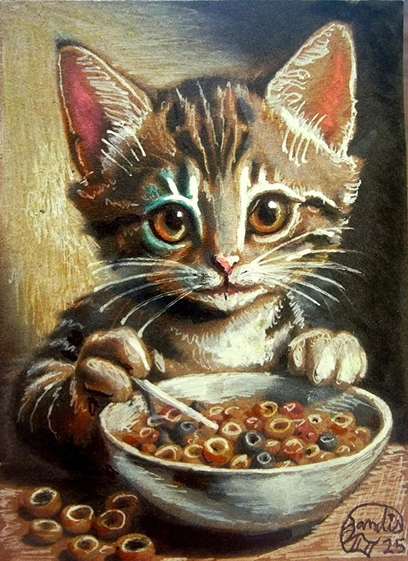ACEO Jacob Landis Kitty Beagle Tabby ORIGINAL Art Print # Of /25 "Doggy Dentist" gallery