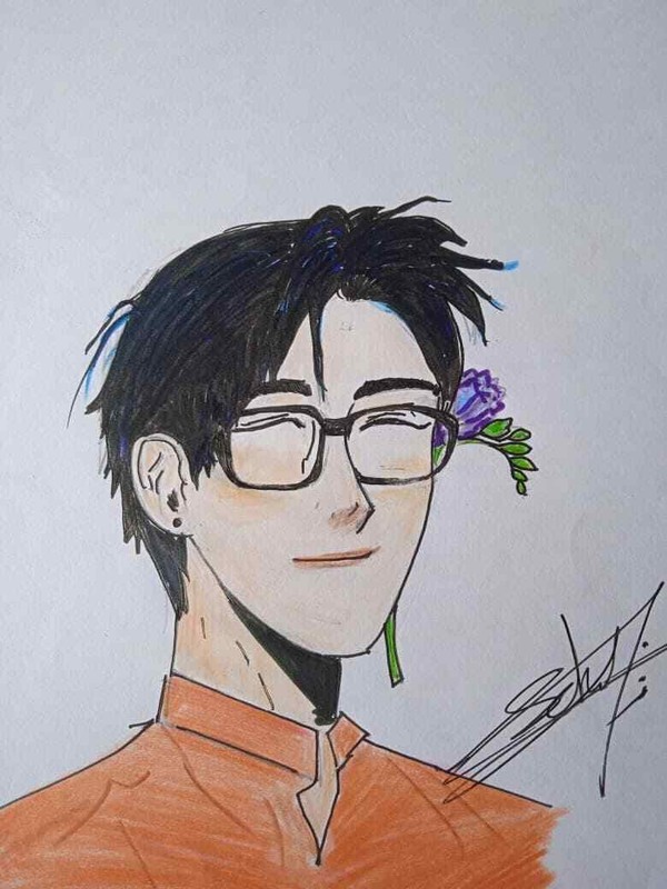 Color Pencil Art Japanese Animation Cartoon Painting Characters Paper Redrawn