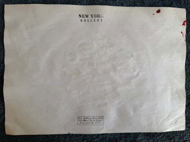 TAKASHI MURAKAMI drawing and painting on old paper signed stamped vintage gallery