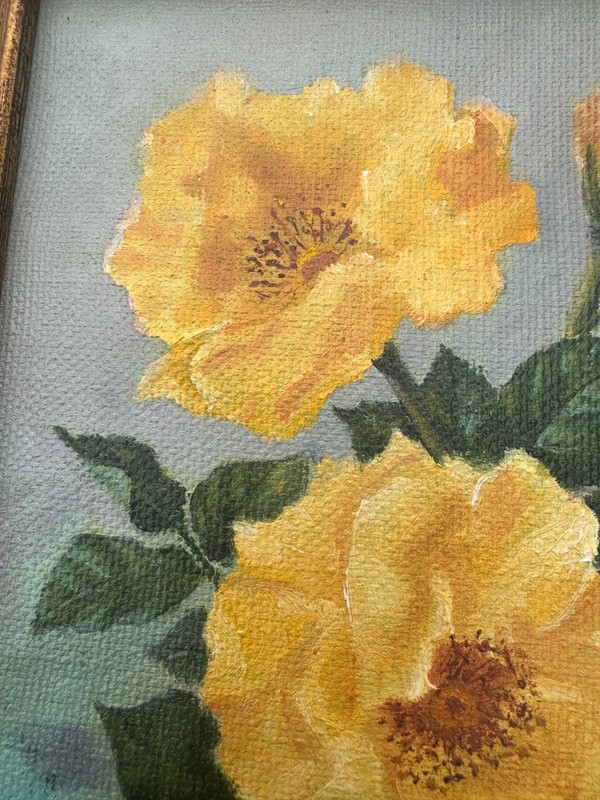 Vintage yellow roses in beautiful frame 8 1/2 by 6 1/2 inches great condition gallery