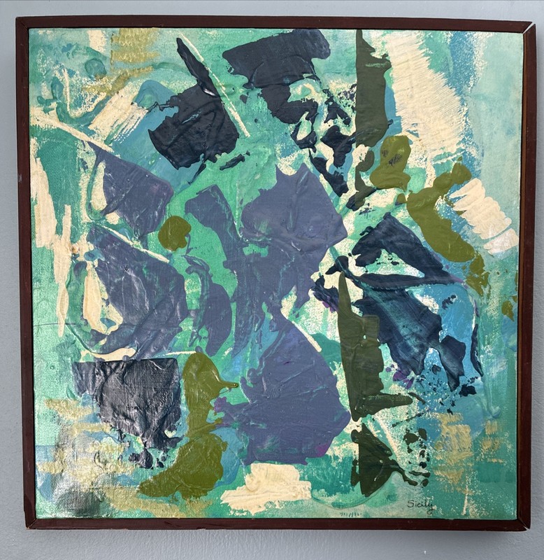 Original Abstract Painting Artist Signed Sicily 12”