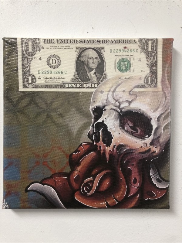 Skull And Rose 1 Dollar Death Canvas Print Graffiti Art Tattoo Art Street Art