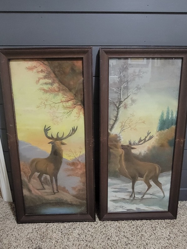 Stag in Winter landscape by Grace Karr 1921 Framed Oil Paintings gallery