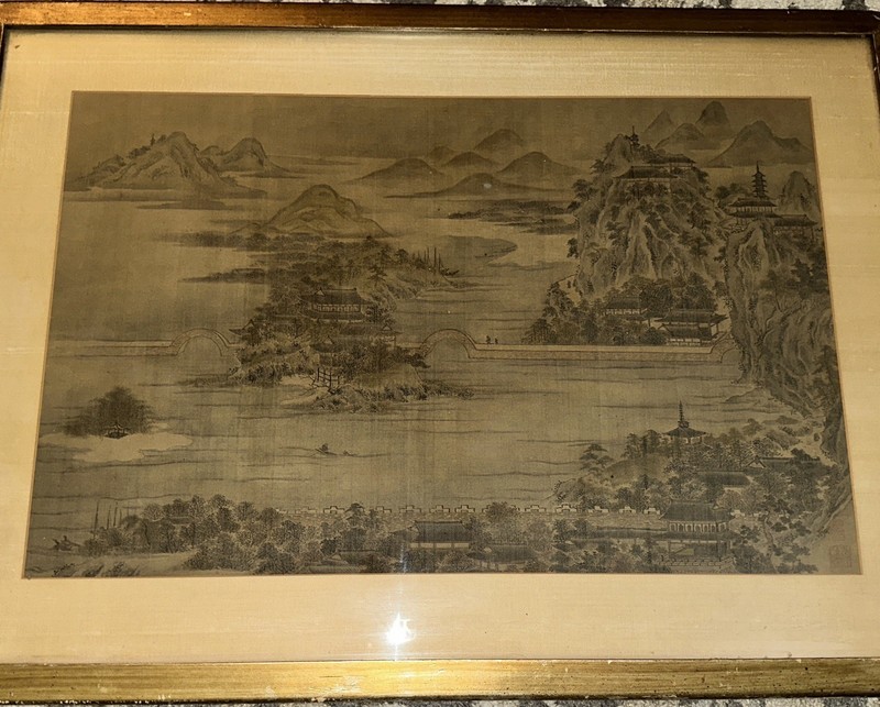 Antique Chinese Artwork on Silk Manner of Yuan Jiang Signed Large Size