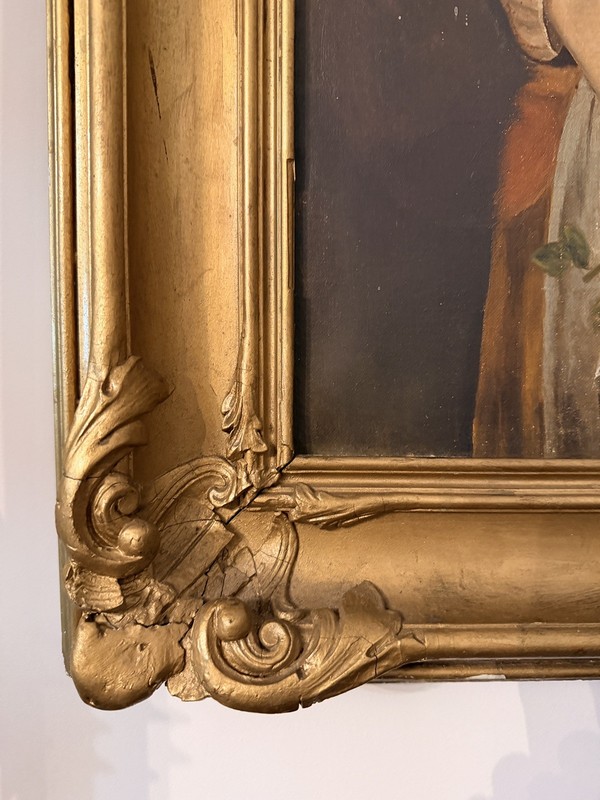 Antique 19th Century Oil Painting After Greuze "The Broken Vessel" gallery