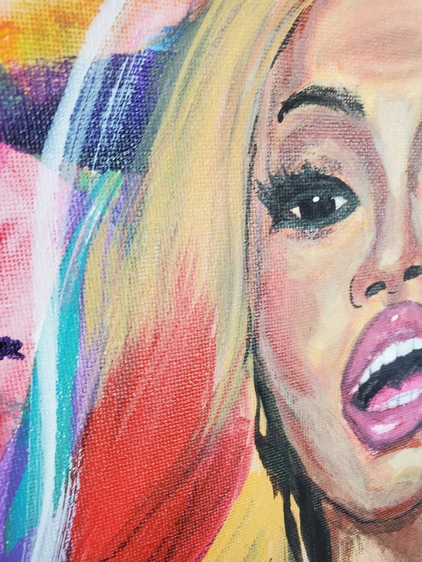 Cardi B Inspired Pop Art Original Acrylic Painting 16x20 Colorful Celeb. gallery