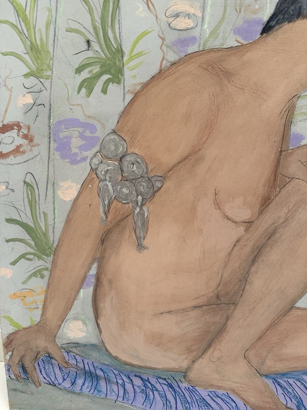 Vintage Figurative Nude Painting “Woman with Silver Jewelry” Bernard Runte 24x28 gallery