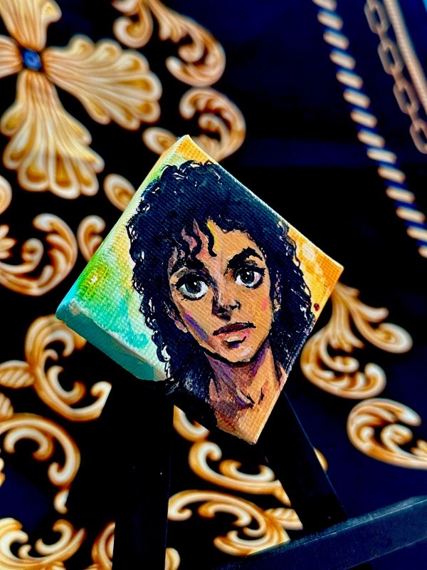 Michael Jackson “ANIME” mini Original Hand Painted on Canvas by Uni Xi 2”x 2” gallery