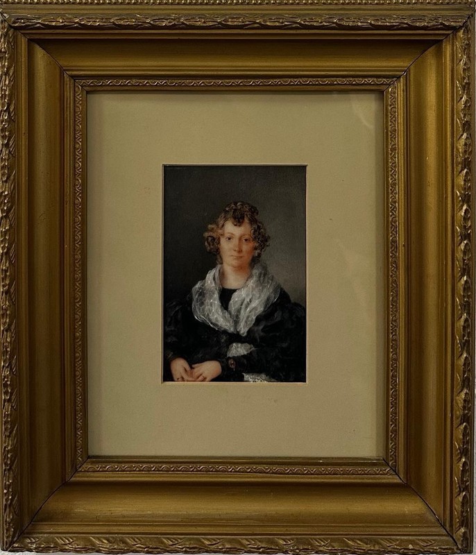 English School: Portrait Of A Lady Wearing Mourning Dress, Watercolor