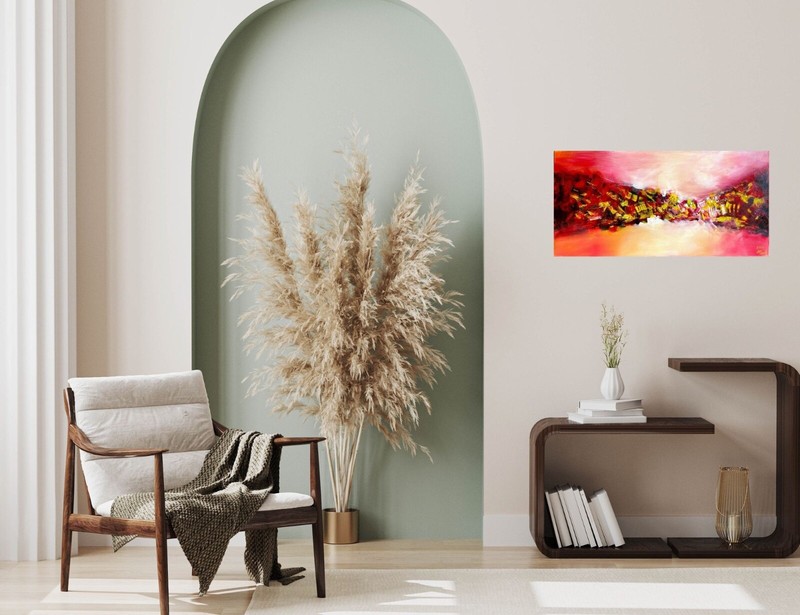 Acrylic painting on Canvas by original Artist, 31x15 in, Mountains Energy gallery