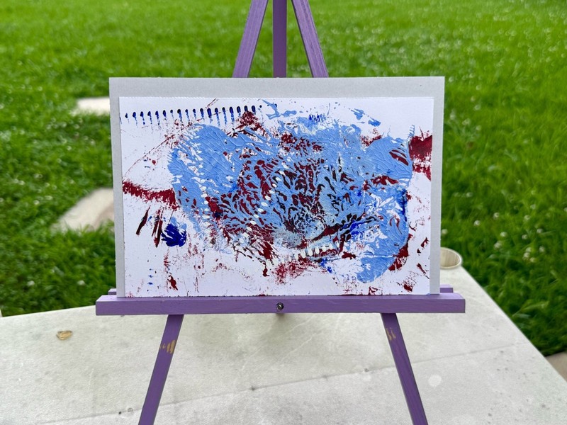 "Paper Bag" Blue and Red Small Abstract 8.5 x 5.5in Painting gallery