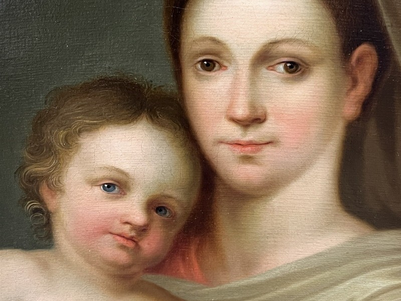 Large Antique Madonna With Child -Viennese Artist Signed ￼& Dated 1819 -39x44” gallery