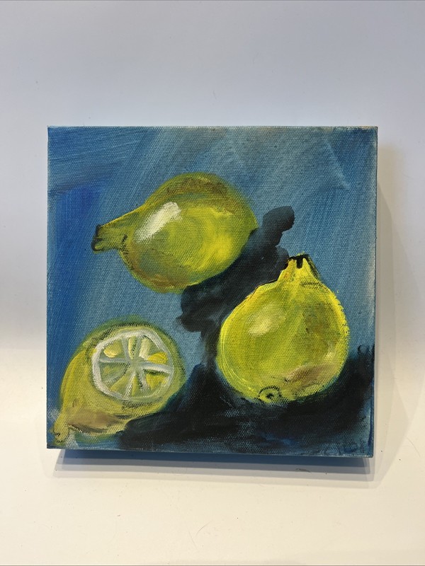 Lemons original acrylic picture/canvas drawing orig sign ZM 20x20x4 cm