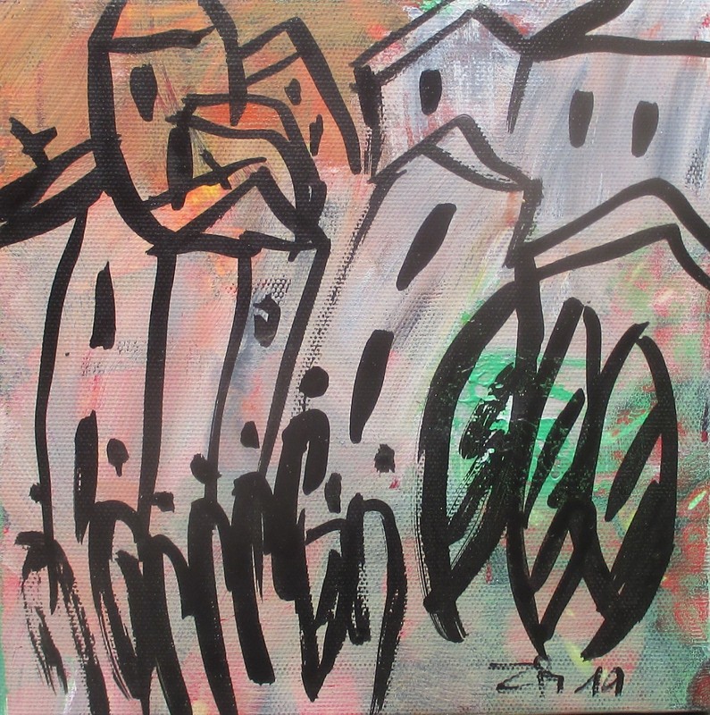 People acrylic/LW 15×15 painting unique picture original artist