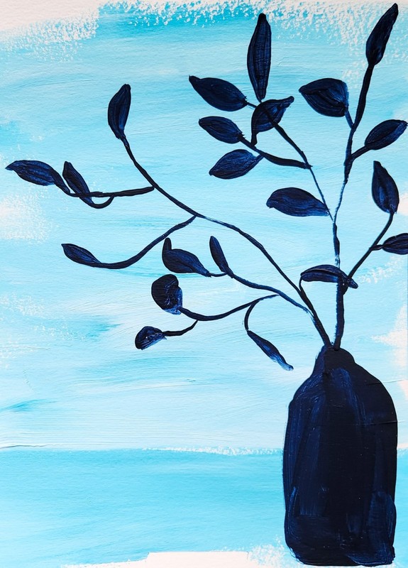Vibrant Abstract Expressionism Floral Painting 9x12 Silhouette gallery