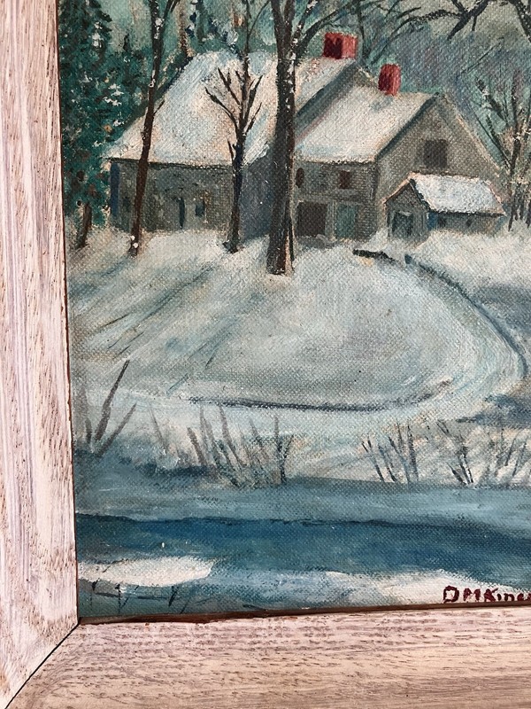 Original Vintage Signed Frame Oil Painting Old Stone House Chester Vermont 10x12 gallery