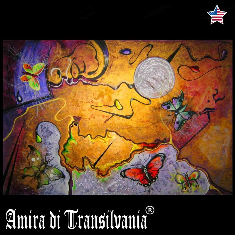 Abstract Landscape Butterfly Nature Painting Original Contemporary Art Figures