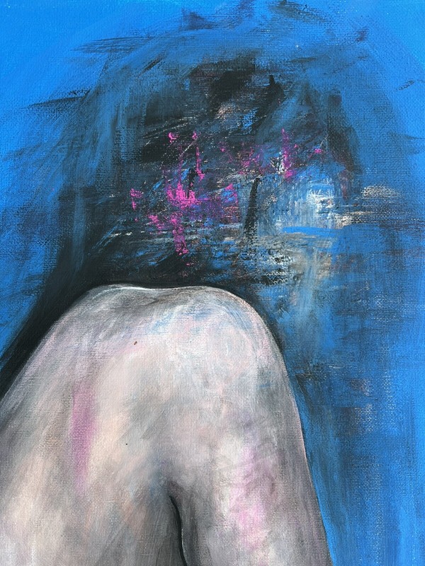 Original acrylic painting on 16x20 canvas, expressive portrait sold by artist gallery