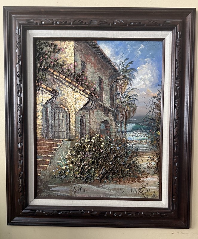 Paco «G» Garcia 1988 Original Oil Painting Baja Beach Impasto 3D Textured 28×23