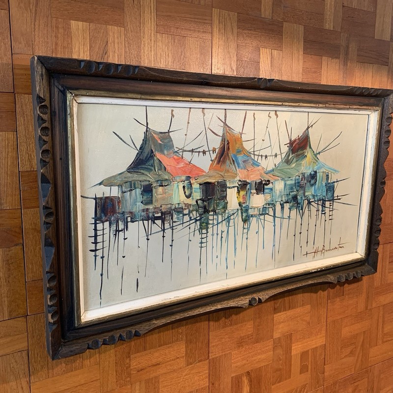 Alfredo Buenaventura Filipino Original Oil Painting Philippines MCM Mid Century