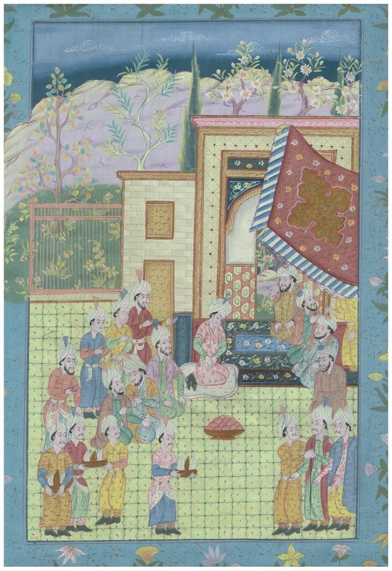 Handmade Persian Vintage Art Of Persian Darbar (Court) Art On Cloth 16×22 Inches