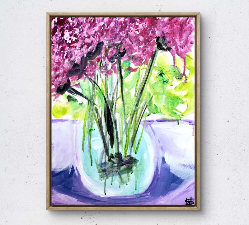 Wild bloom impressionism modern fine wall art painting 14X11 canvas original