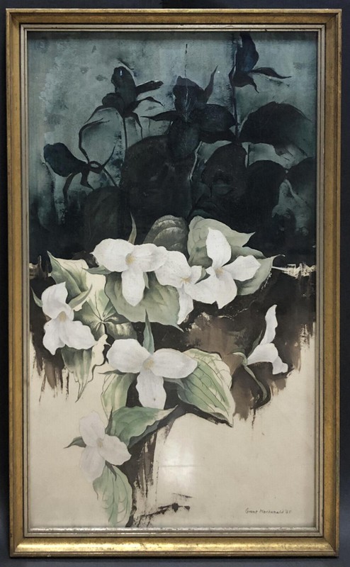 WATERCOLOR Painting ~ GRANT MACDONALD ~ 1965 Trillium in Nature TEXAS ARTIST