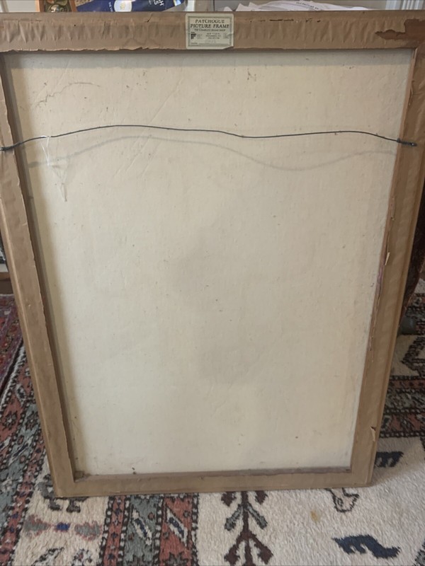 Vintage Large Oil Painting Pretty In Pinky 41x31” Rare Mid Century Art Nouveau gallery