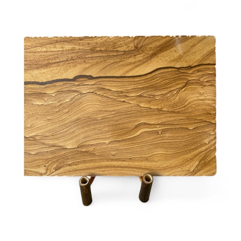 Natural Extraordinary Sandstone Slab, Desert Dunes, Double-sided, Wood Pattern gallery