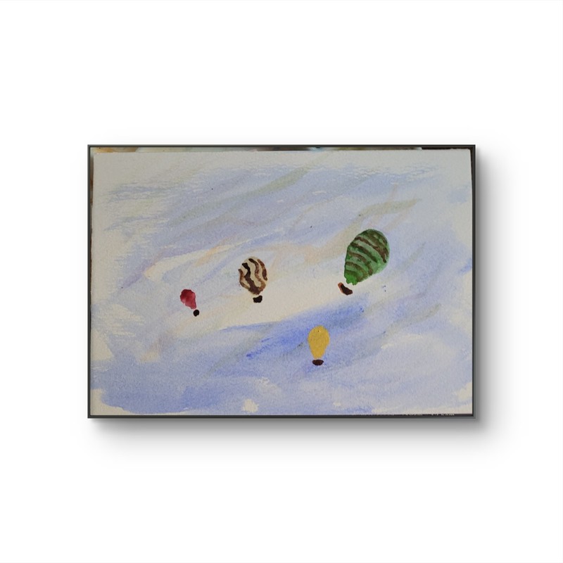 Hot Air Balloons Contemporary Pop Art Acrylic Painting Signed 5x7 gallery