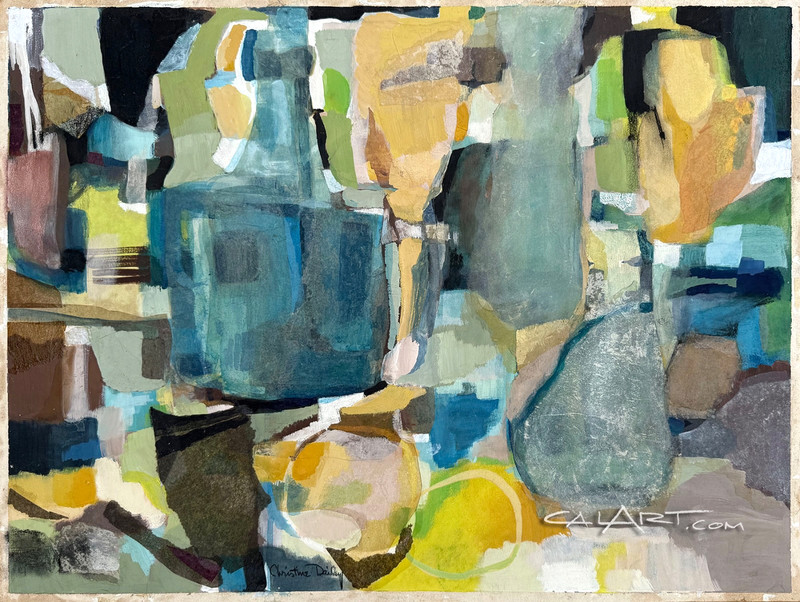 1950s MID CENTURY ABSTRACT PAINTING by 1965-67 President of Women Painters West!