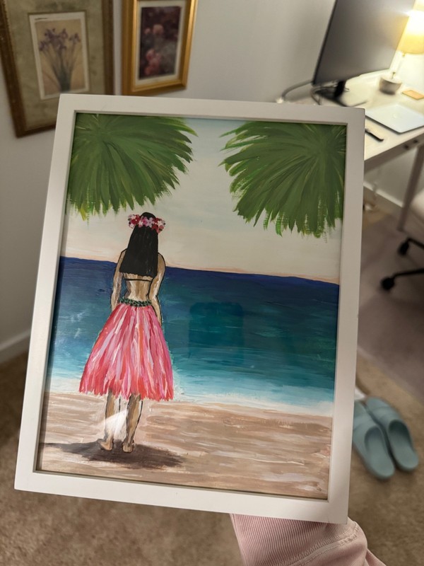 Original Hula Girl/Hawaii Framed Painting